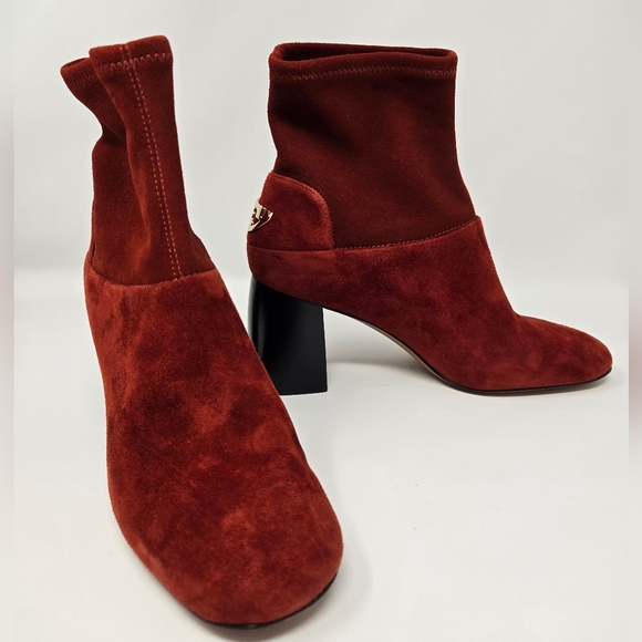 Tory Burch Sidney 70mm Redwood Suede Bootie - Picture 2 of 7